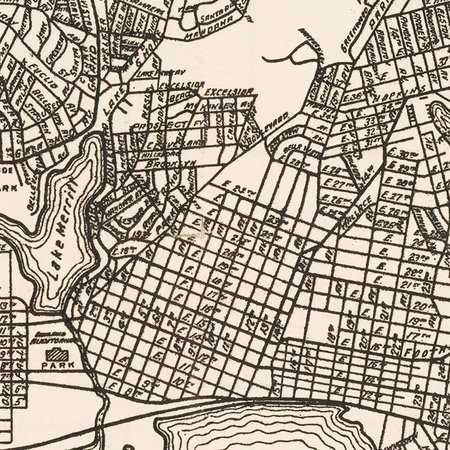Vintage Map of Oakland, California, 1920