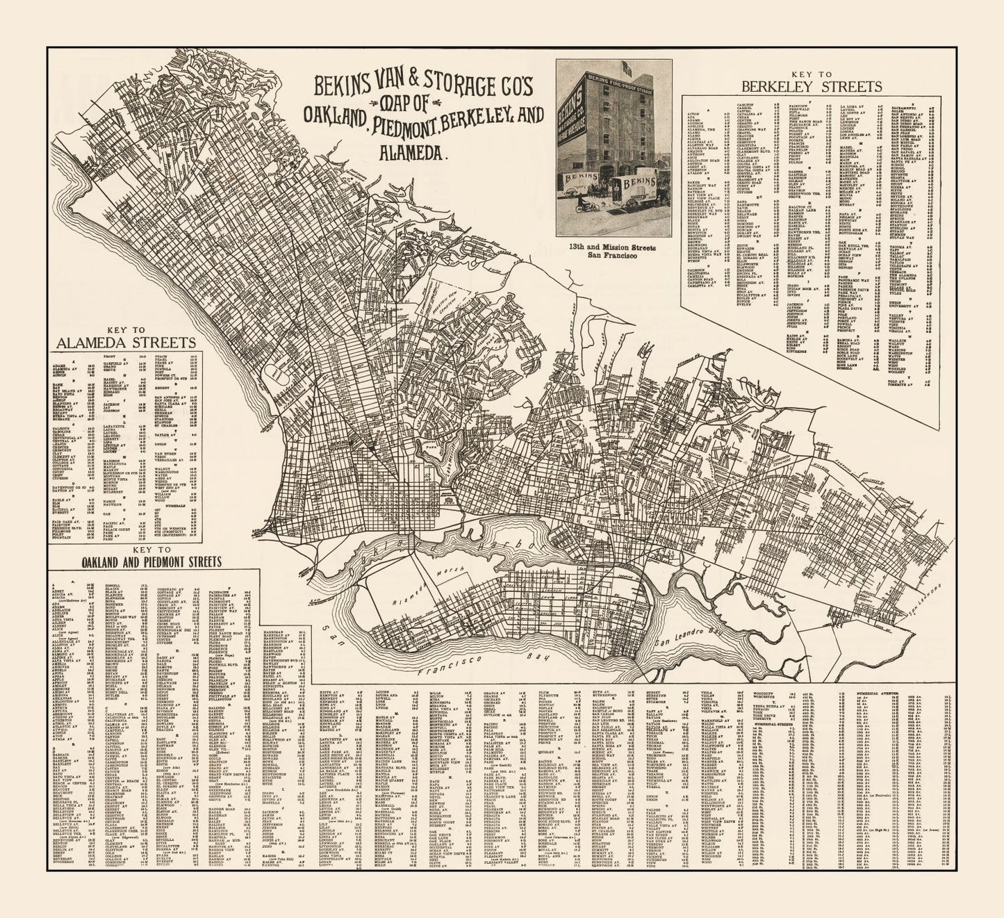 Vintage Map of Oakland, California, 1920