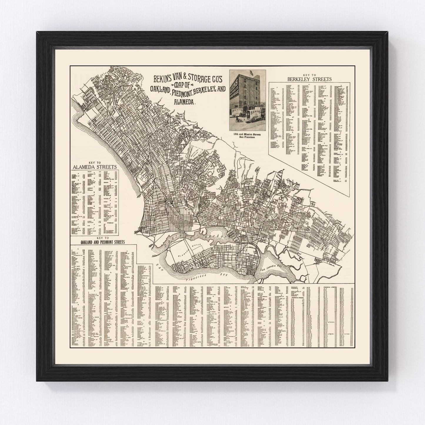vintage map of Oakland, California, 1920