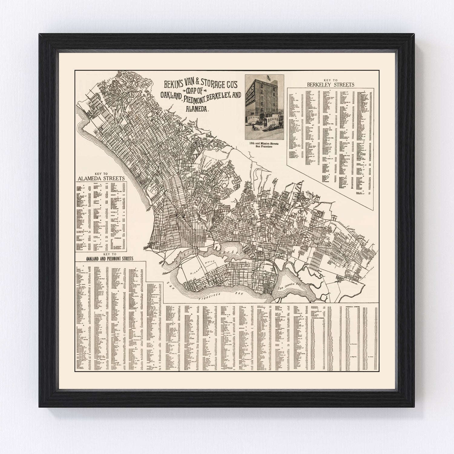 vintage map of Oakland, California, 1920