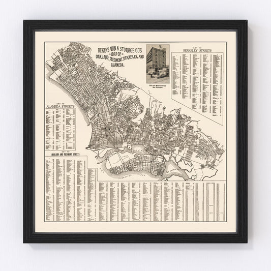 vintage map of Oakland, California, 1920