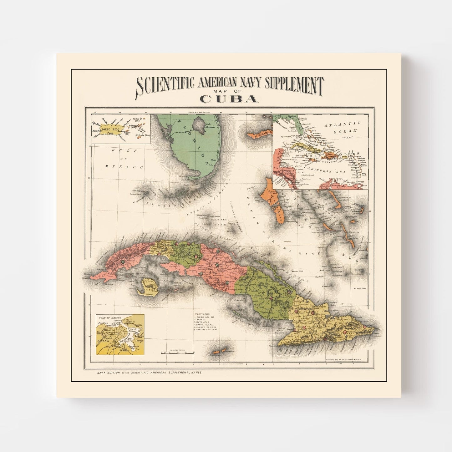 Vintage Map of Cuba 1898