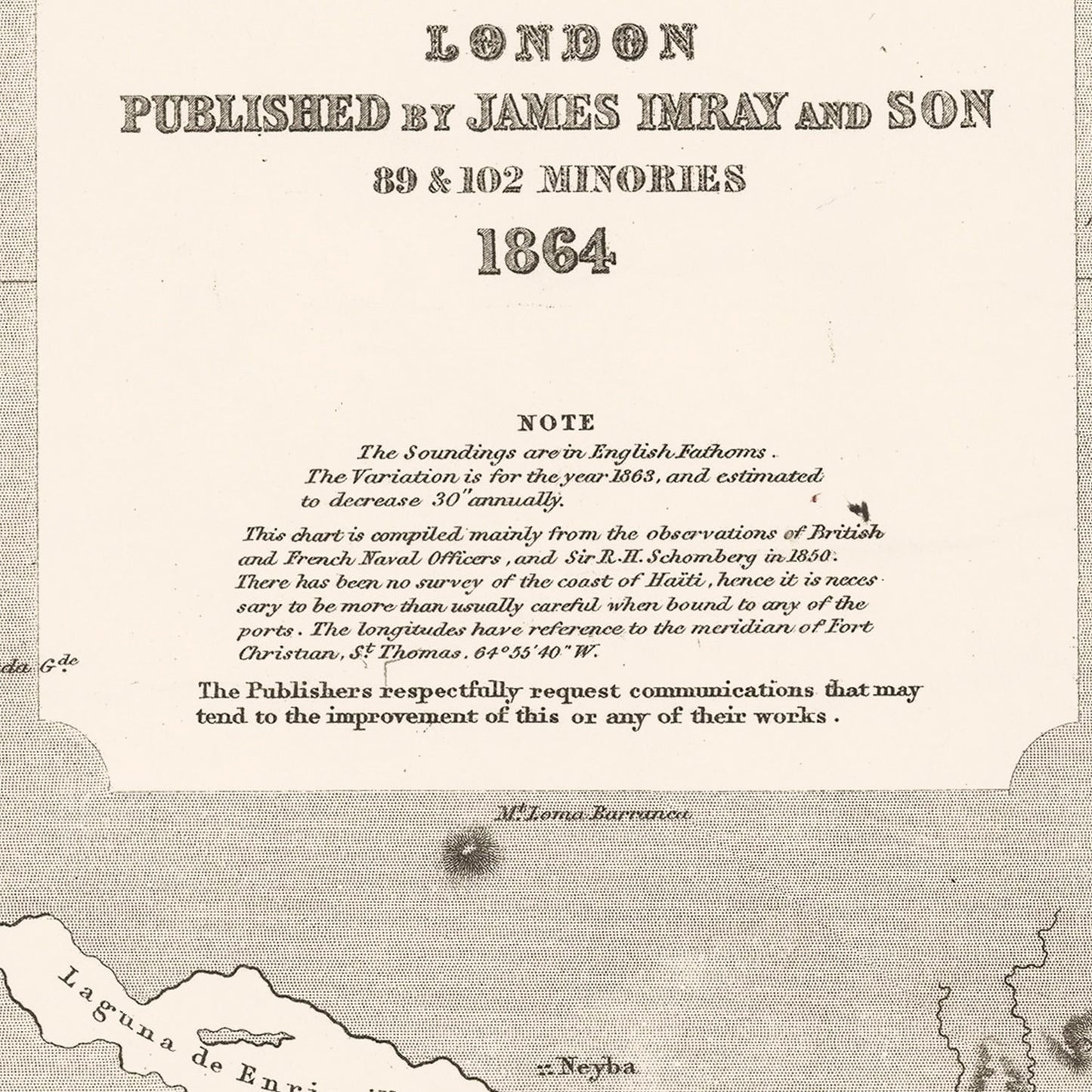 Vintage Map of Haiti, 1864