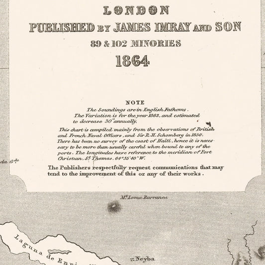 Vintage Map of Haiti, 1864
