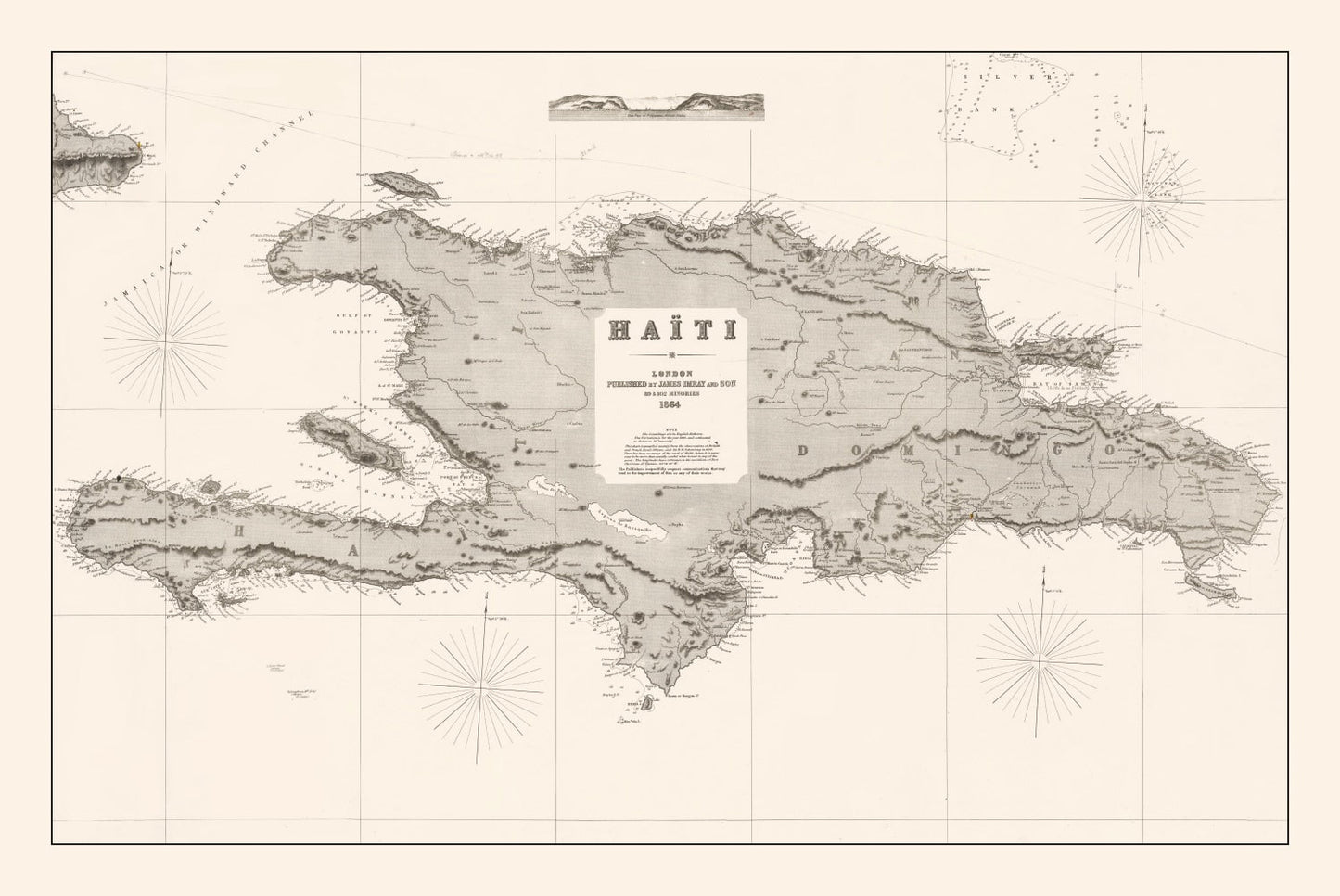 Vintage Map of Haiti, 1864
