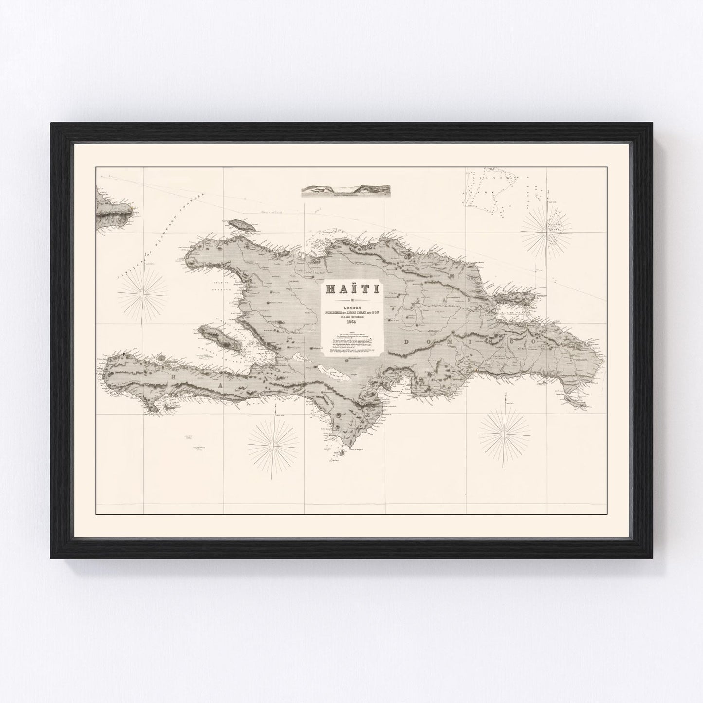 Vintage map of Haiti, 1864