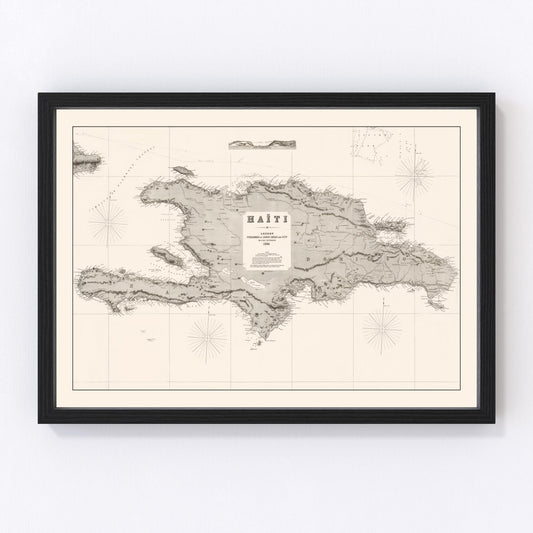 Vintage map of Haiti, 1864