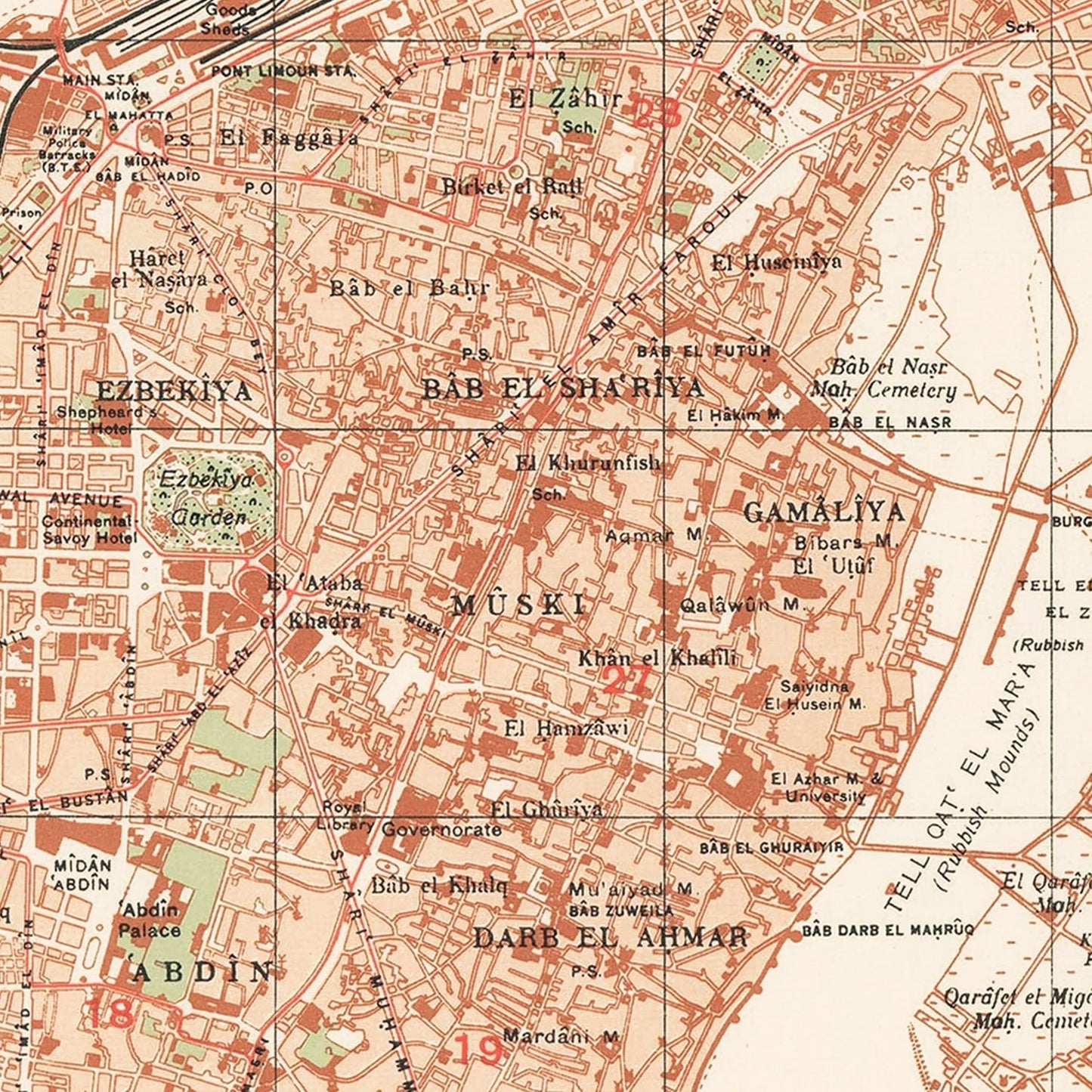 Vintage Map of Cairo, Egypt, 1935 Wall Art