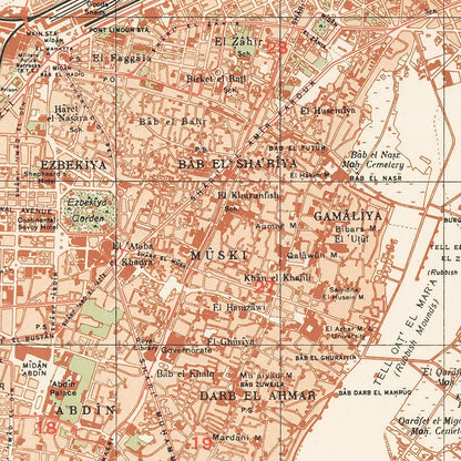 Vintage Map of Cairo, Egypt, 1935 Wall Art