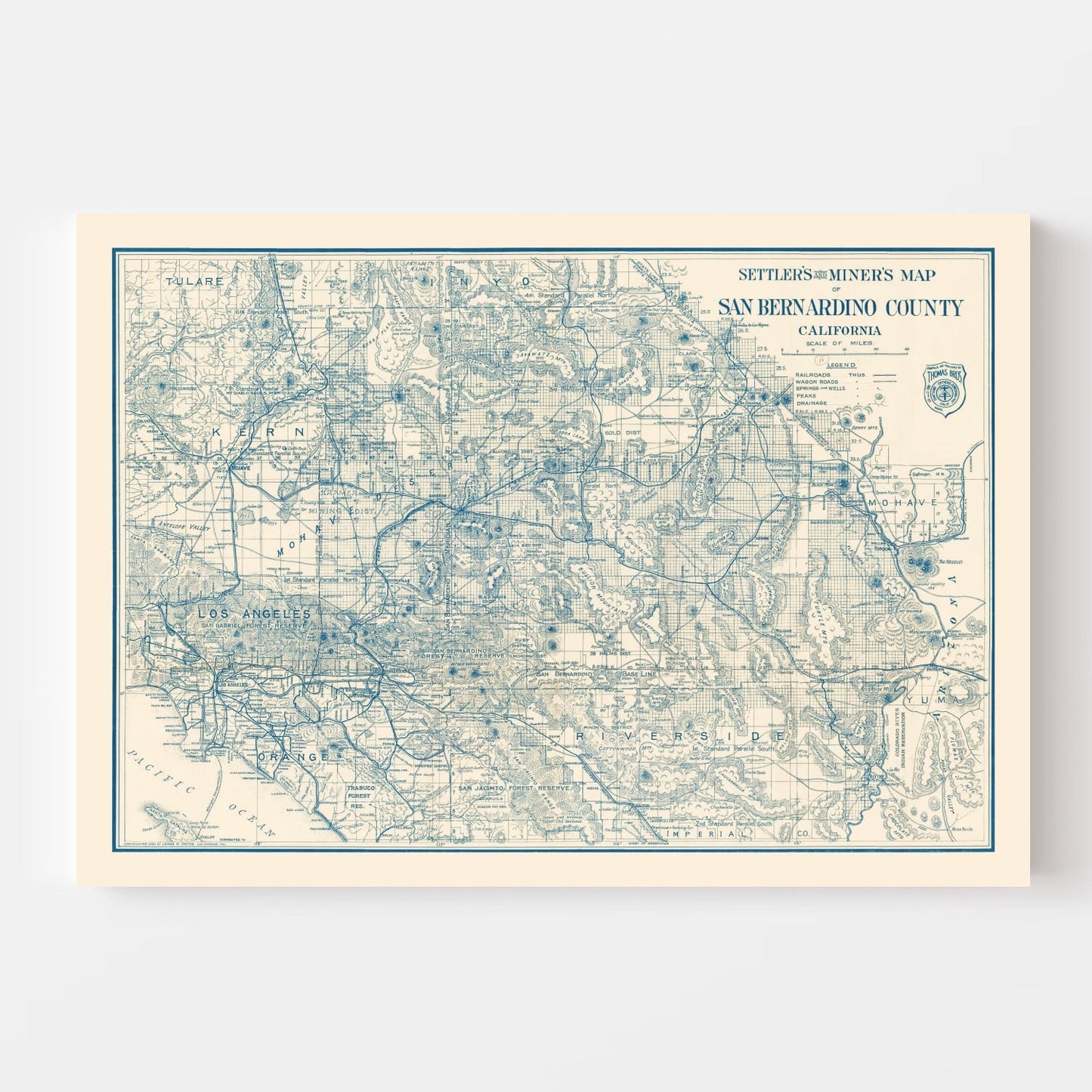 Vintage Map of San Bernardino County, California, 1932