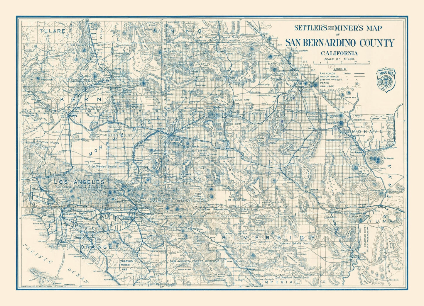 Vintage Map of San Bernardino County, California, 1932