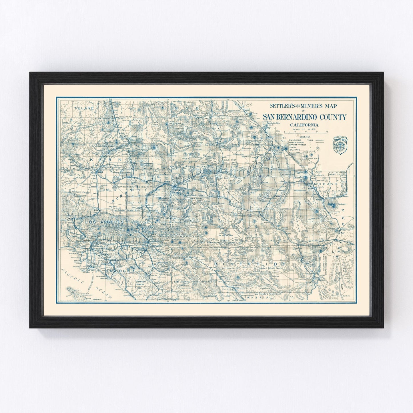 vintage map of San Bernardino County, California, 1932