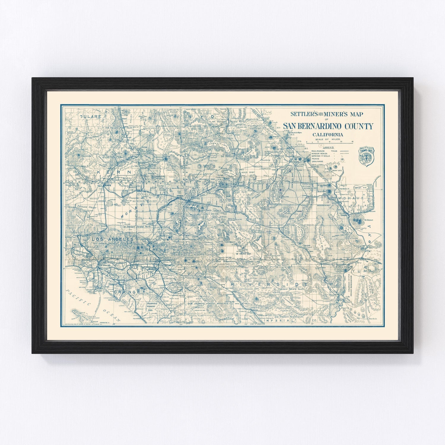 vintage map of San Bernardino County, California, 1932