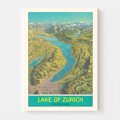 Vintage Map of Zurich Switzerland, 1939