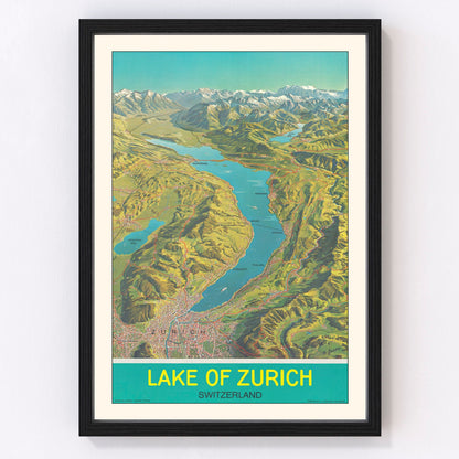 Vintage 1939 map of Zurich Switzerland, digitally restored print