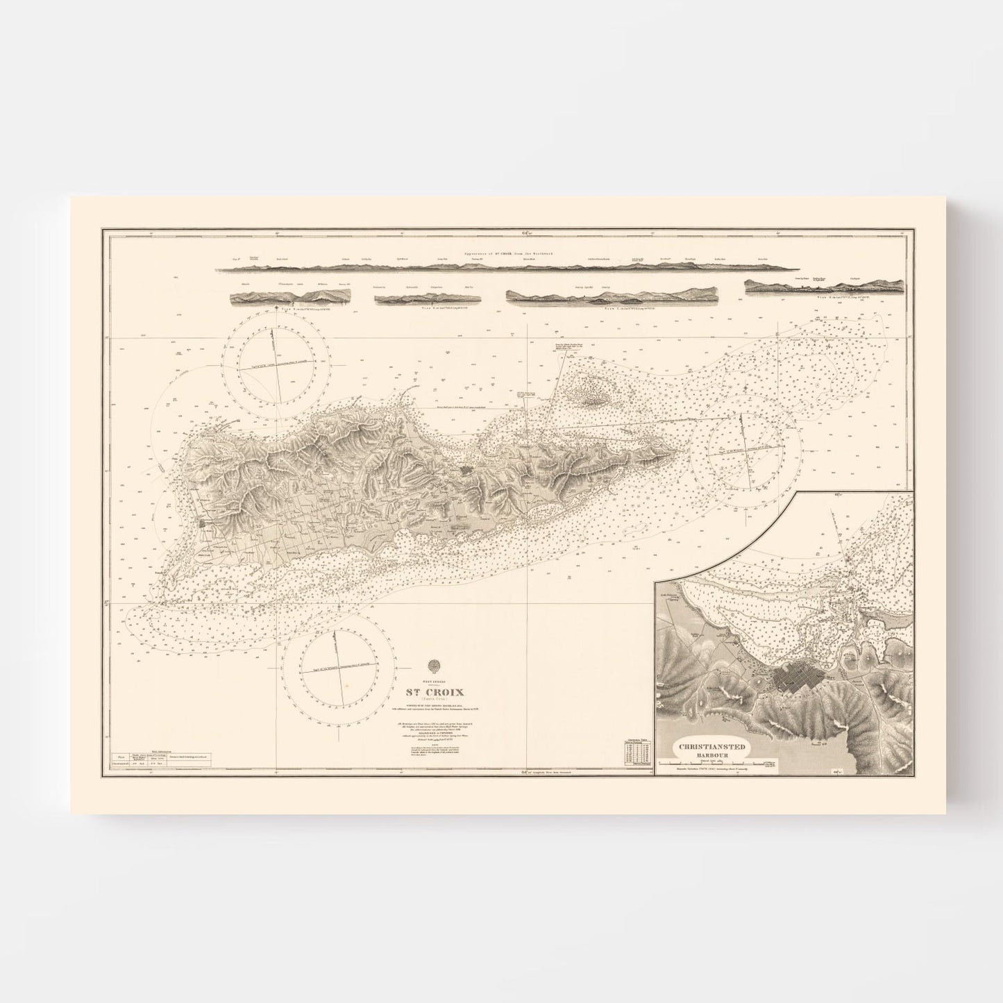 Vintage Nautical Map of St. Croix, U.S. Virgin Islands, 1958