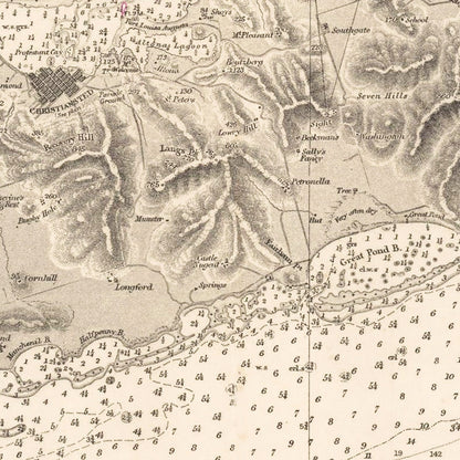 Vintage Nautical Map of St. Croix, U.S. Virgin Islands, 1958