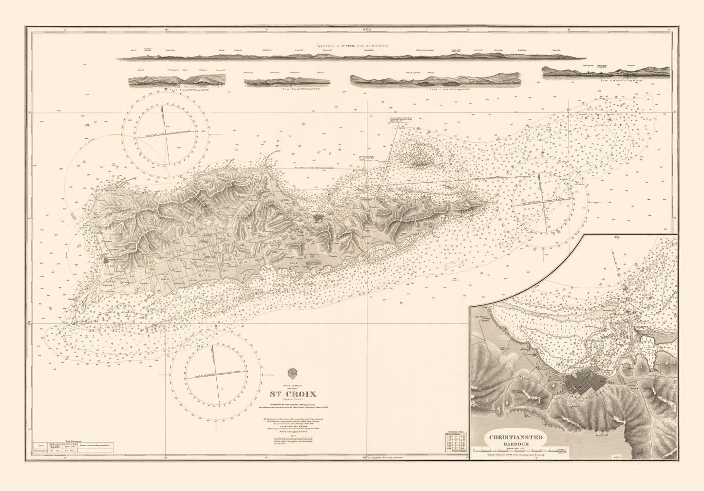 Vintage Nautical Map of St. Croix, U.S. Virgin Islands, 1958