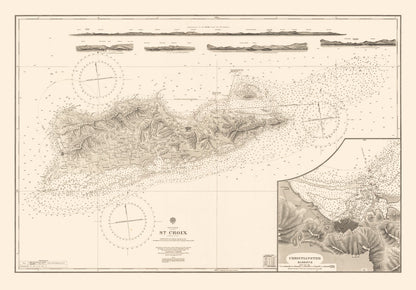 Vintage Nautical Map of St. Croix, U.S. Virgin Islands, 1958