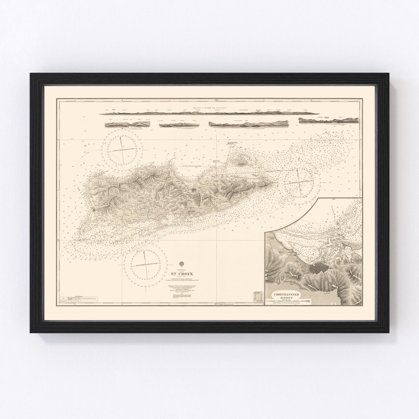 vintage nautical map of St. Croix, U.S. Virgin Islands, 1958