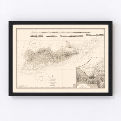 vintage nautical map of St. Croix, U.S. Virgin Islands, 1958