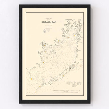Vintage map of Buzzards Bay, Massachusetts, 1882 - U.S. Coast Survey harbor chart