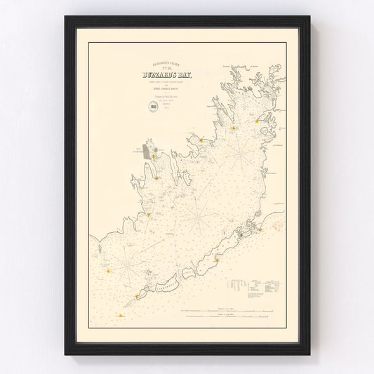 Vintage map of Buzzards Bay, Massachusetts, 1882 - U.S. Coast Survey harbor chart