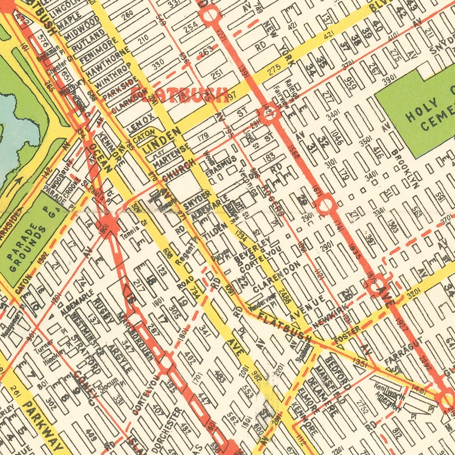 Vintage Map of Brooklyn, New York, 1934
