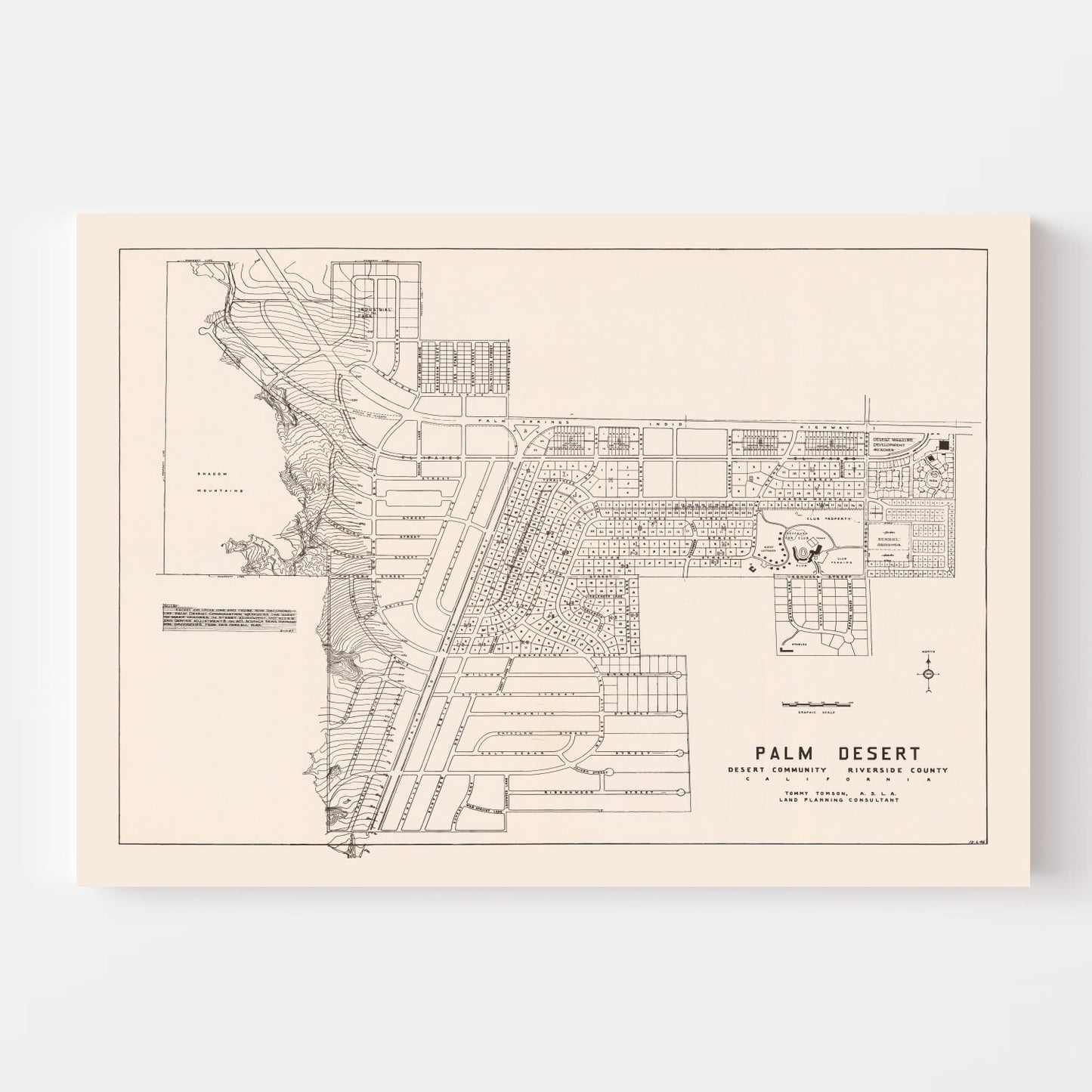 Vintage Map of Palm Desert, California, 1946