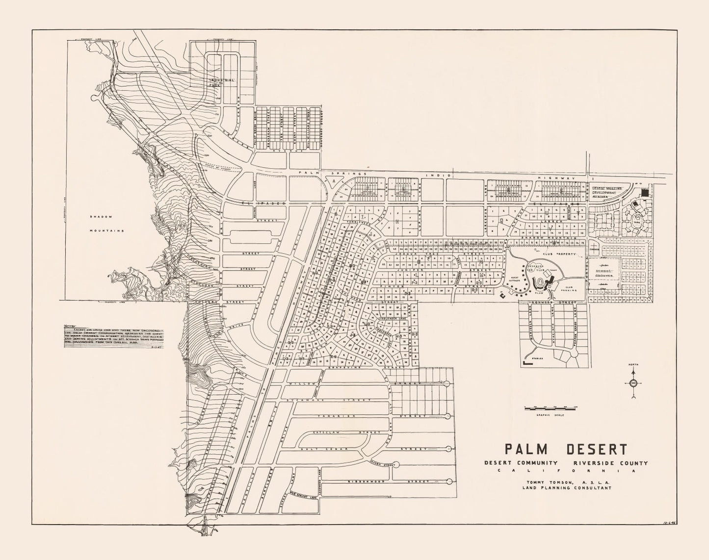 Vintage Map of Palm Desert, California, 1946