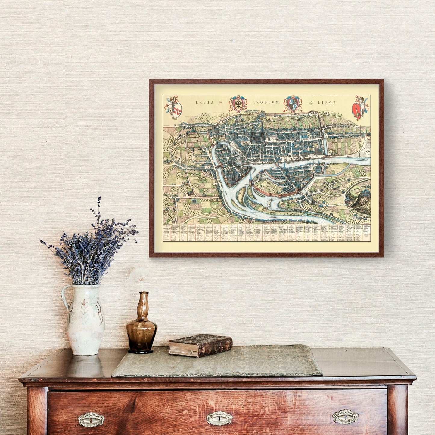 Vintage Map of Liege, Belgium, 1649