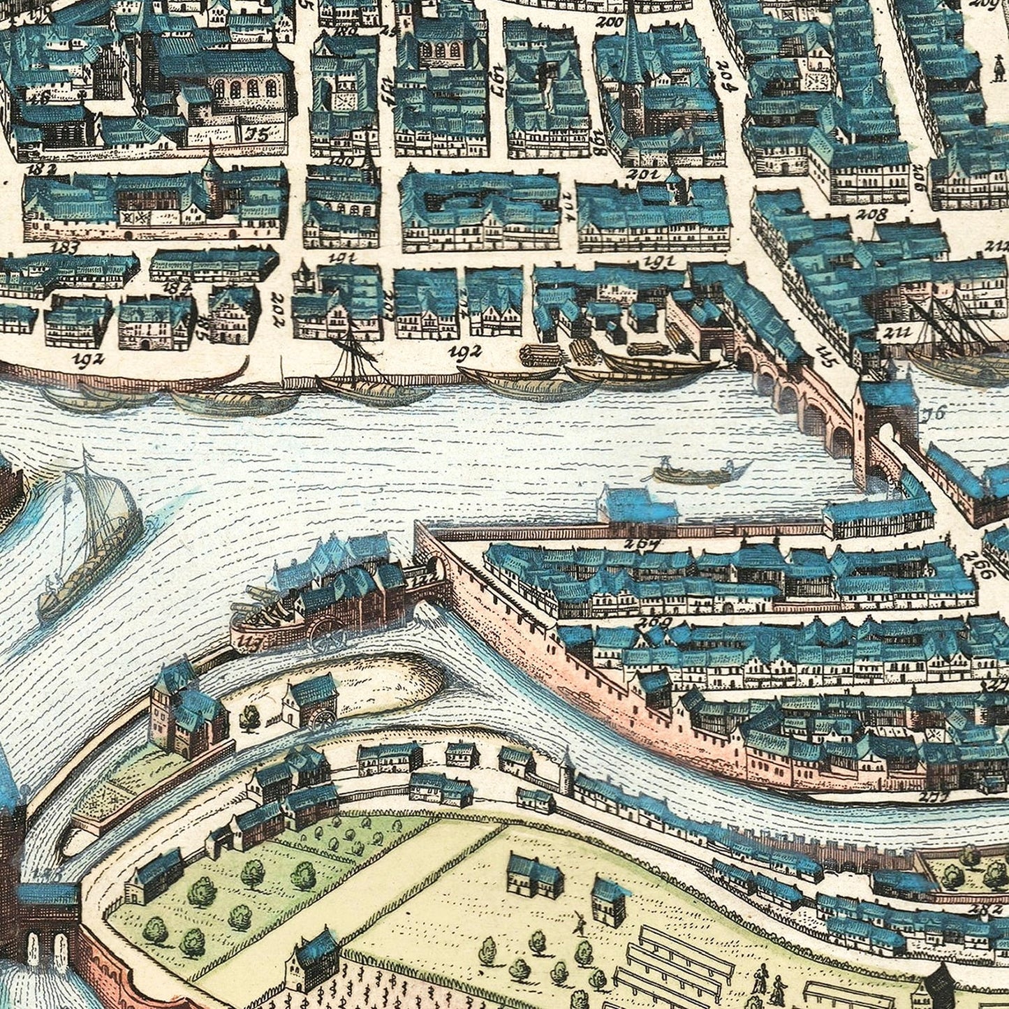 Vintage Map of Liege, Belgium, 1649