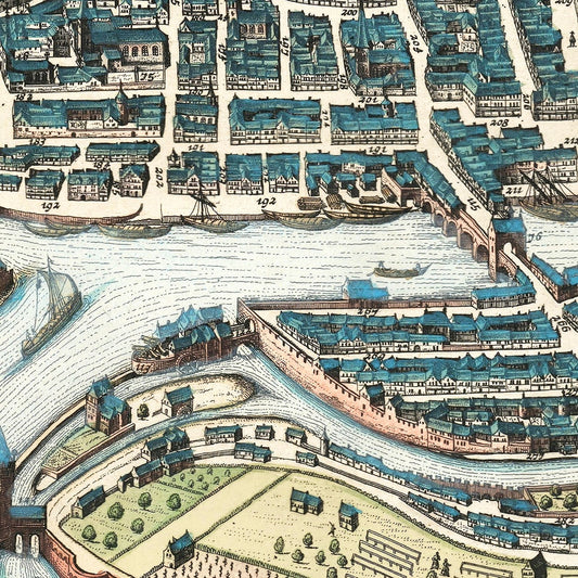 Vintage Map of Liege, Belgium, 1649