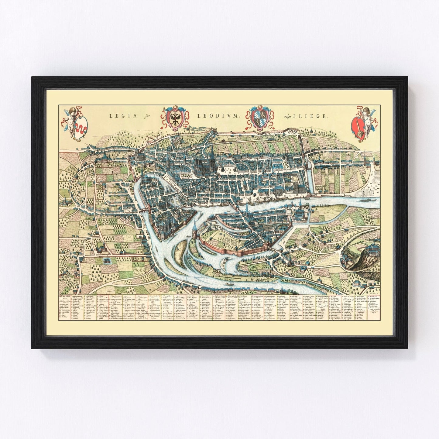 Vintage map of Liege, Belgium, 1649
