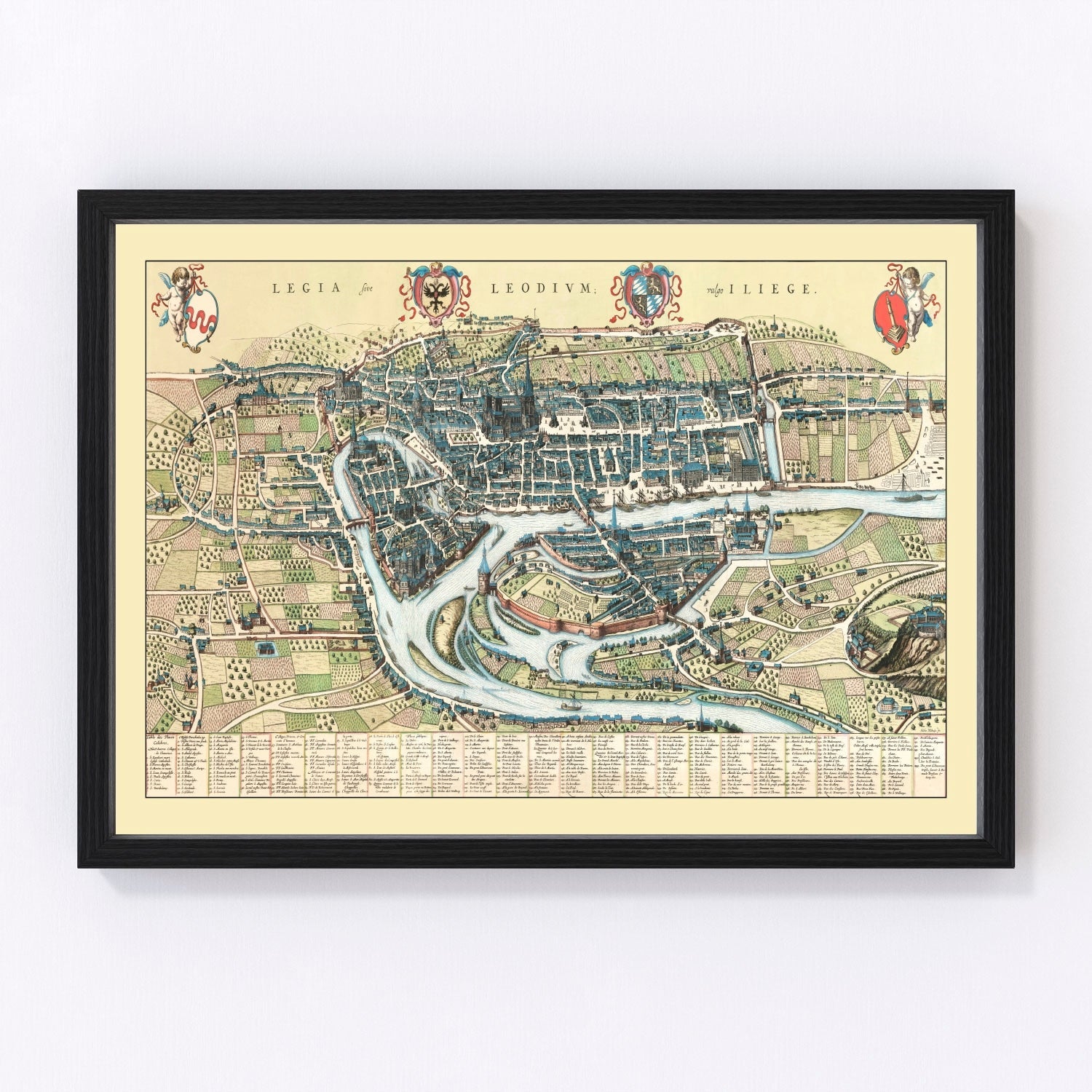 Vintage map of Liege, Belgium, 1649