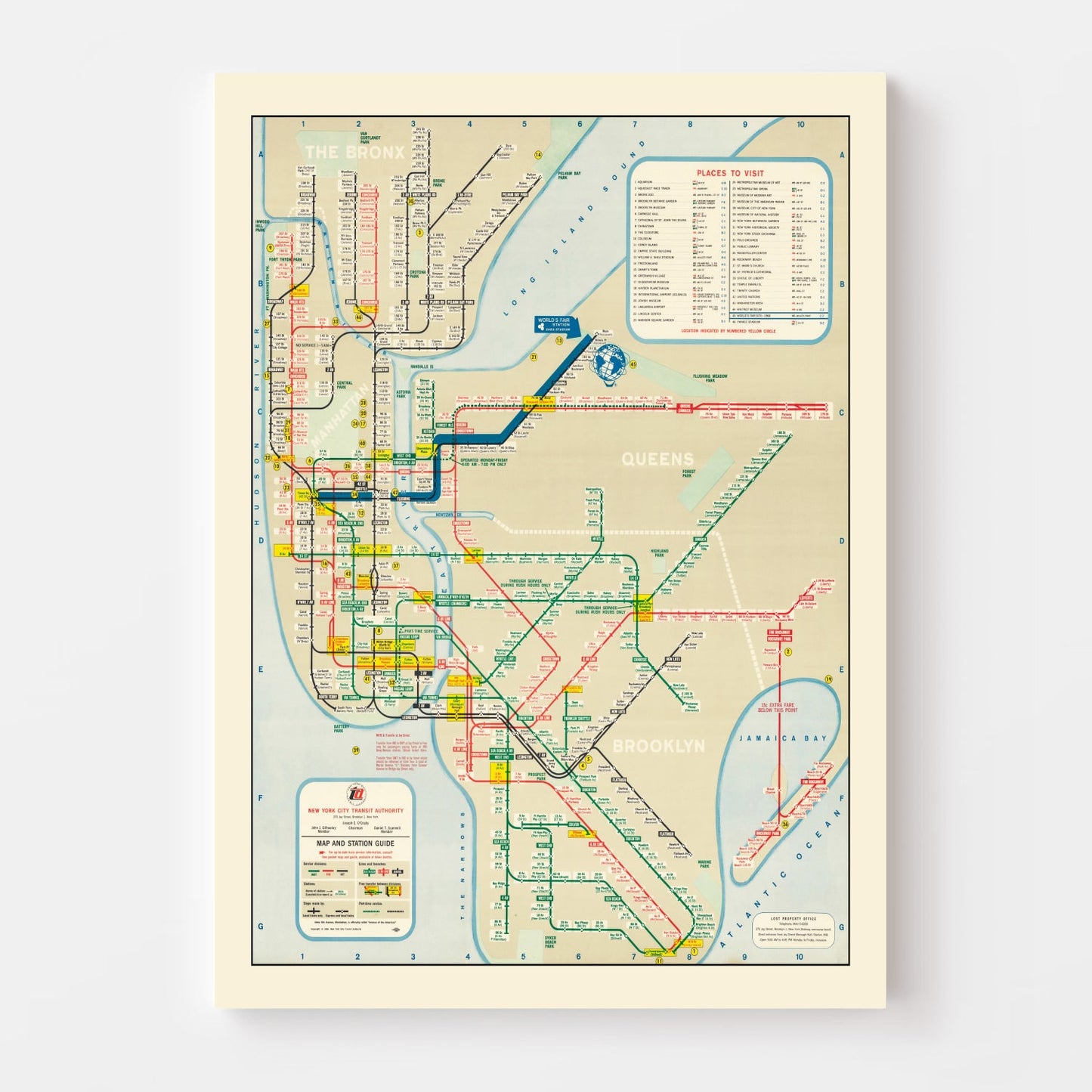 Vintage Railroad Map of New York, 1964