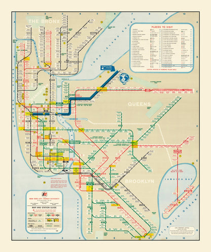 Vintage Railroad Map of New York, 1964
