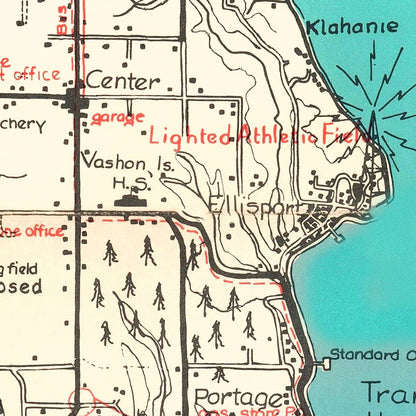 Vintage Vashon-Maury Island Washington Map, 1955