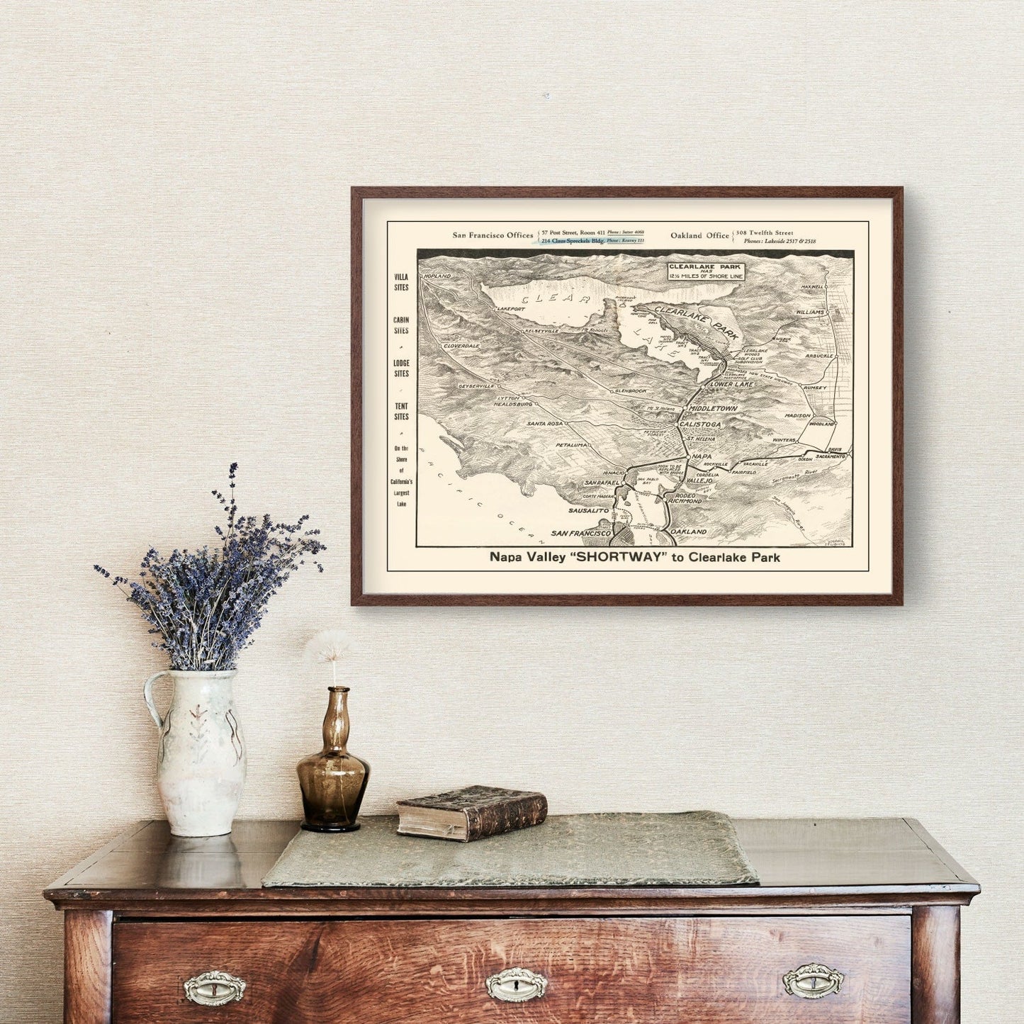 Vintage Map of Napa Valley, California, 1927