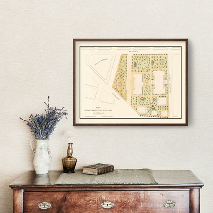 Vintage City Hall Park, New York City Map, 1871