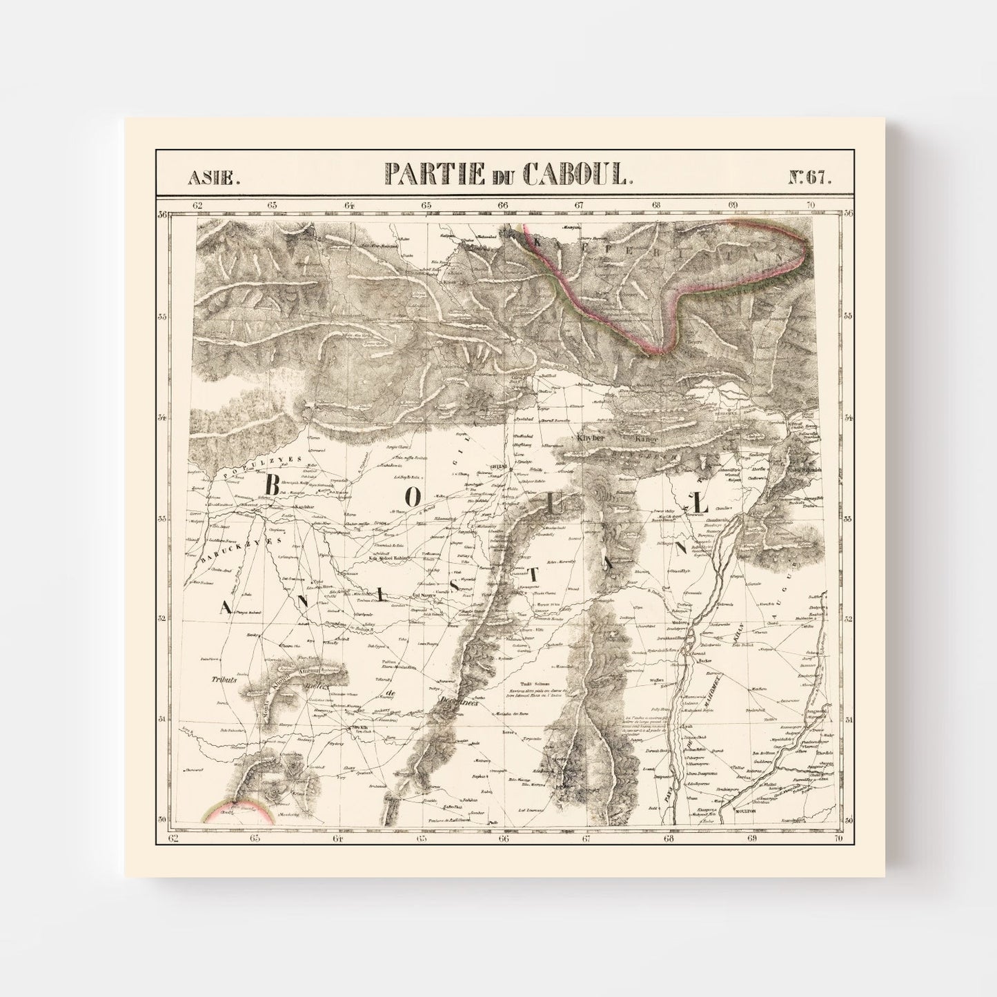 Vintage Map of Afghanistan, 1827
