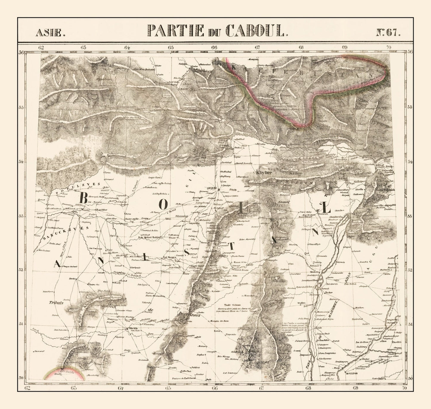 Vintage Map of Afghanistan, 1827