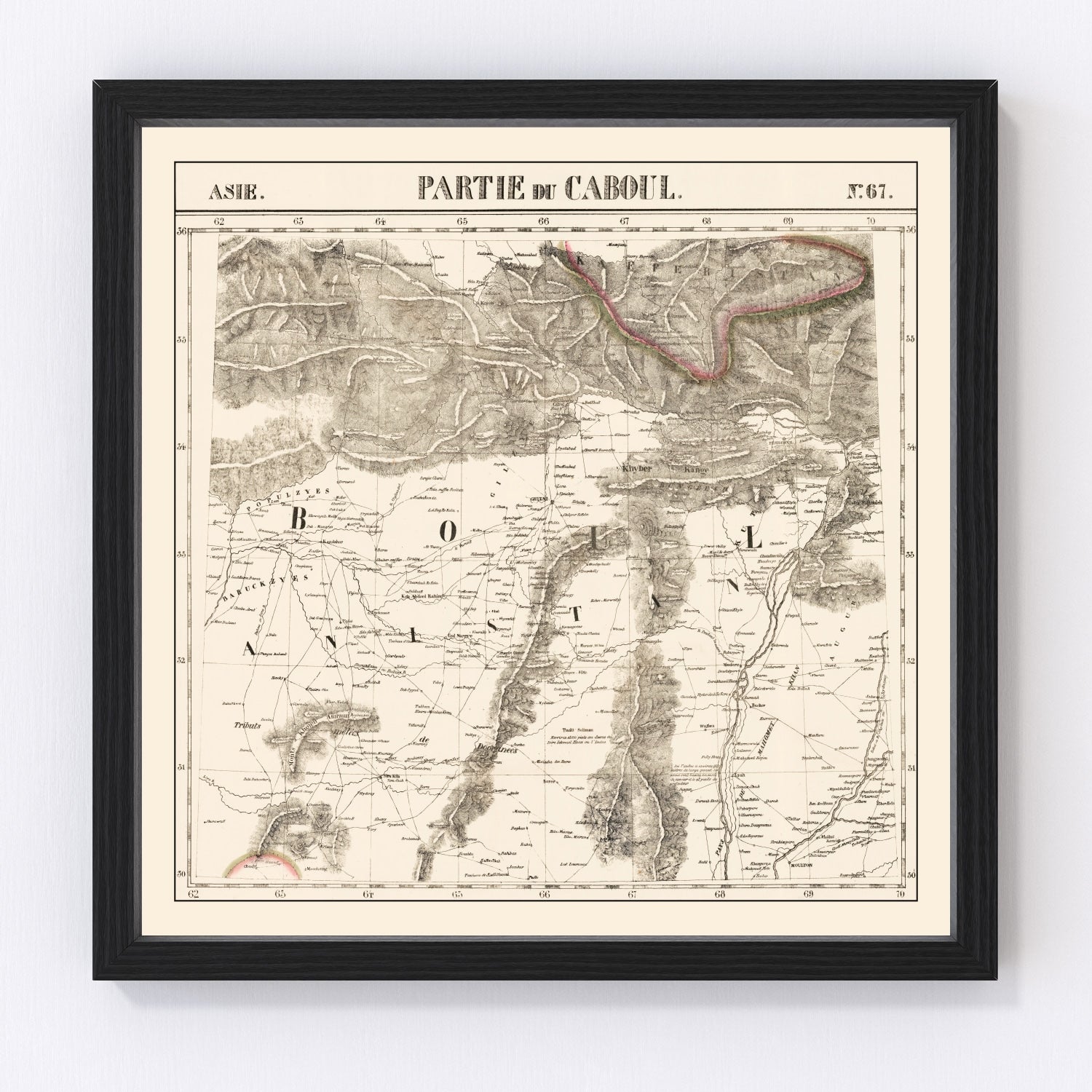Vintage map of Afghanistan, 1827 - Great Game era restored print