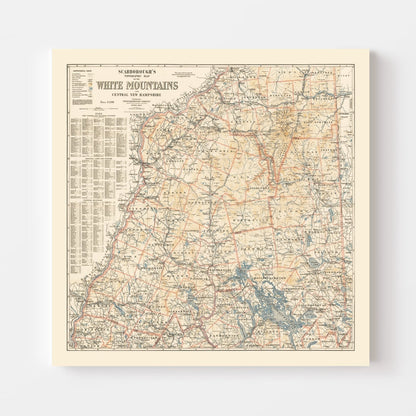 Vintage White Mountains New Hampshire Map, 1903