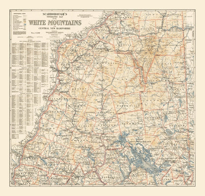 Vintage White Mountains New Hampshire Map, 1903