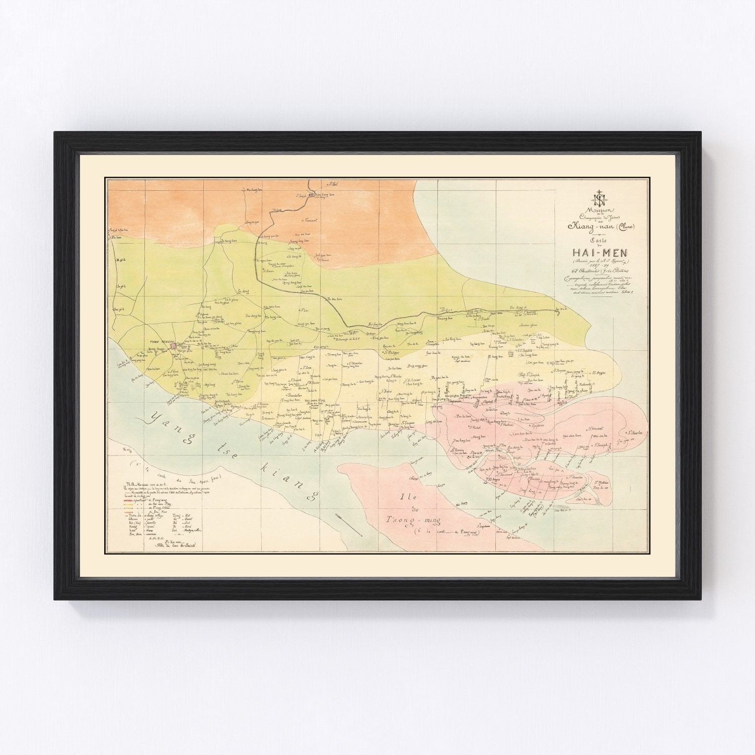 Vintage 1889 map of Shanghai China during the treaty-port era, restored cartographic print