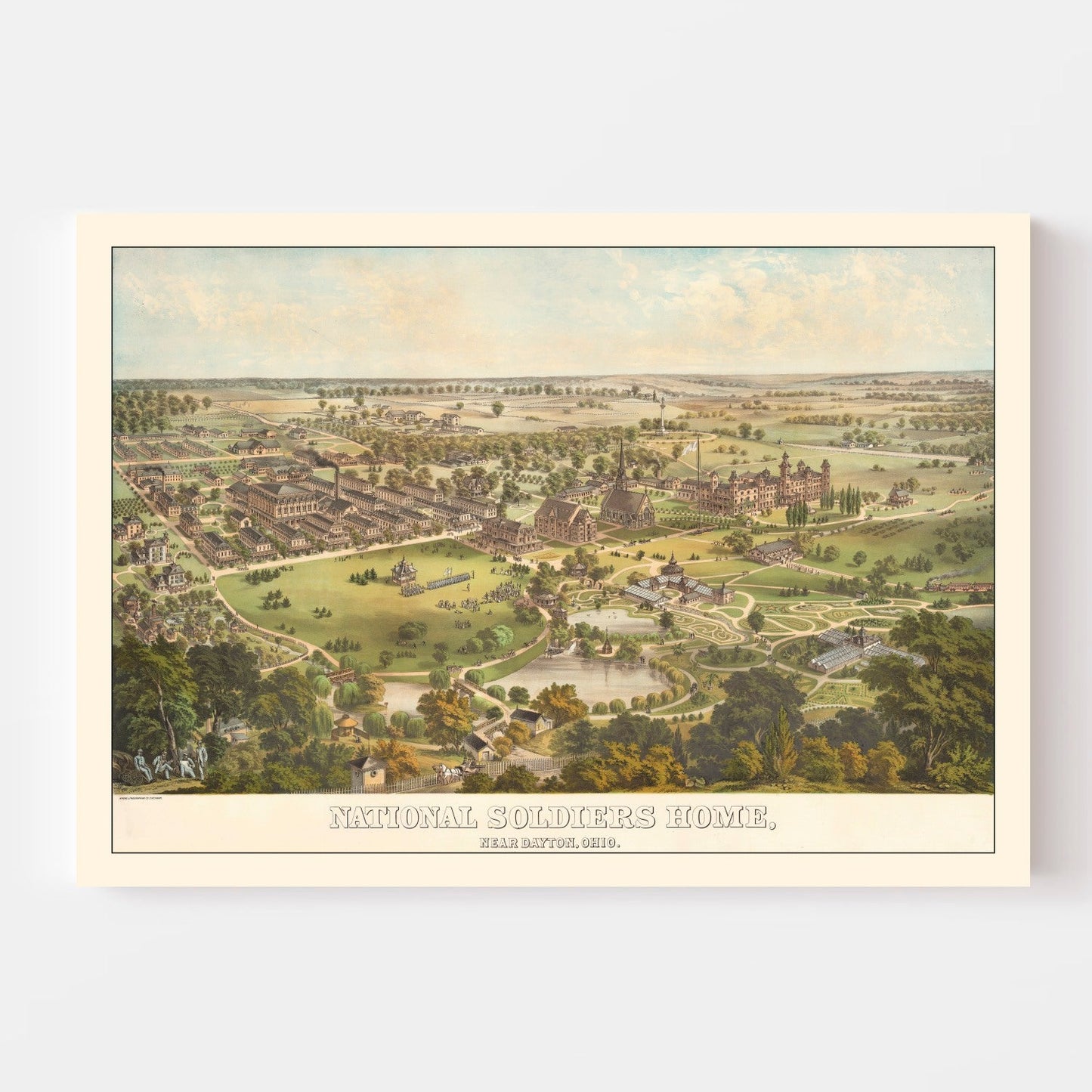 Vintage National Soldiers Home Map, 1878