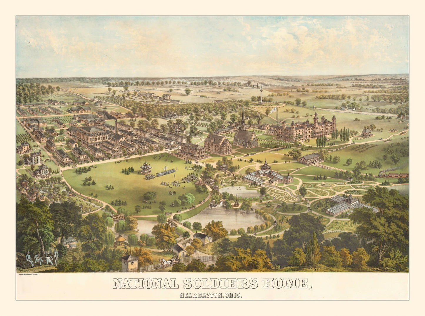 Vintage National Soldiers Home Map, 1878