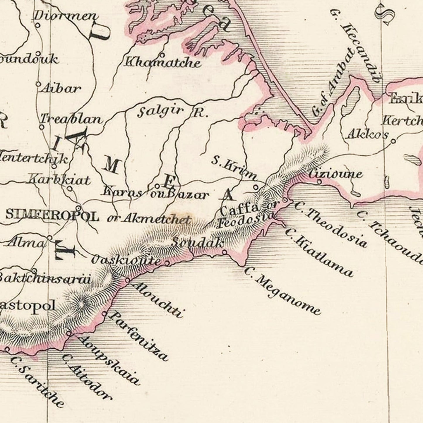 Vintage Map of the Black Sea, 1847