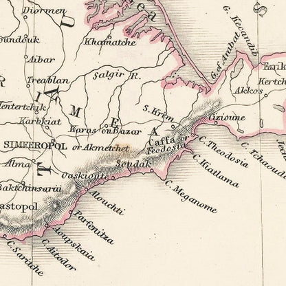 Vintage Map of the Black Sea, 1847